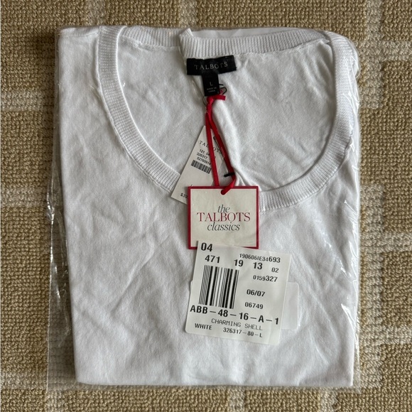 NWT Talbots Classic Knit Tank Top Shell White Sleeveless Cotton Resort Office L - Picture 8 of 8